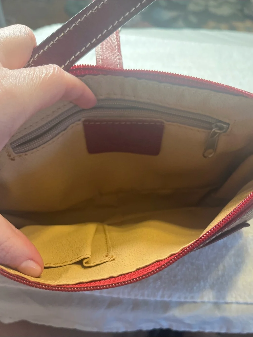 Genuine Red Leather Shoulder Bag with Buckle Accent (Made/From Italy).